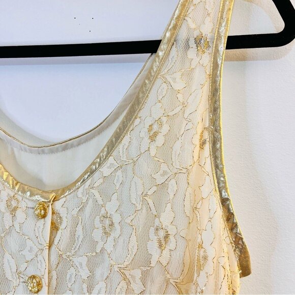 Missy First Vintage Cream Dress with Gold Accents and Cape Jacket - Picture 9 of 10